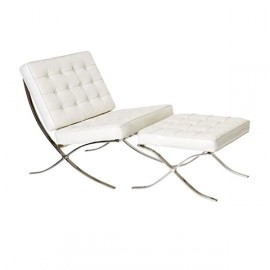 Barcelona kunstlederen stoel met voetensteun