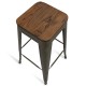 Industriële kruk met houten zitting Bistro Antique