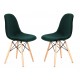 Set van 2 Fluwelen Groene Stoelen