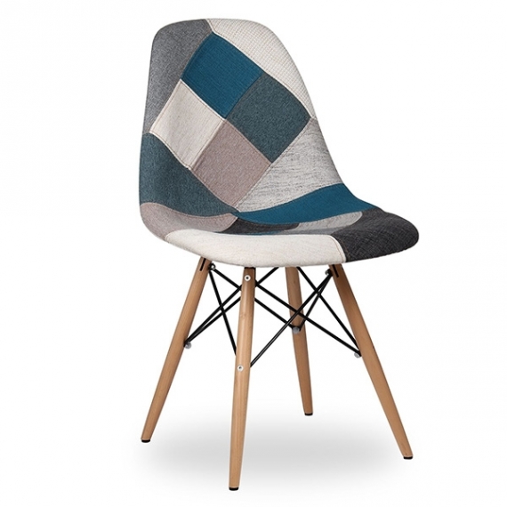 furmod Patchwork Style Chair Blauw